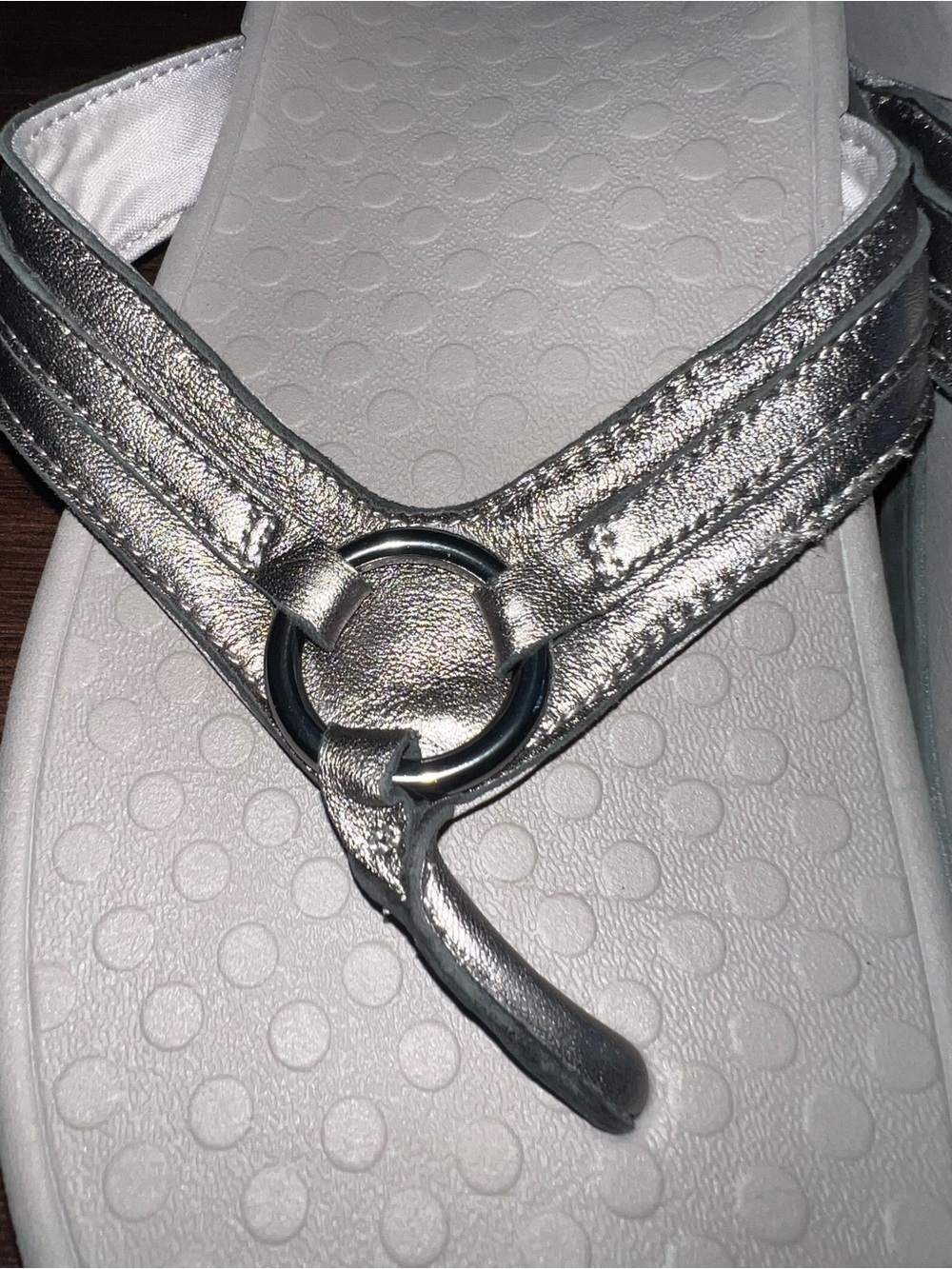 Vionic Silver Metallic Toe-Ring Sandals - Picture 2 of 5